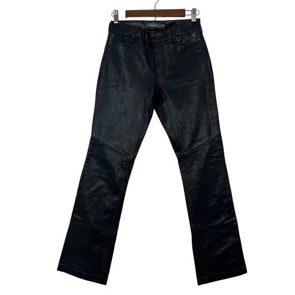 Gap Vintage Y2K 2001 Whimsigoth Grunge Black Genuine Leather Bootcut Pants  4 - Picture 1 of 4